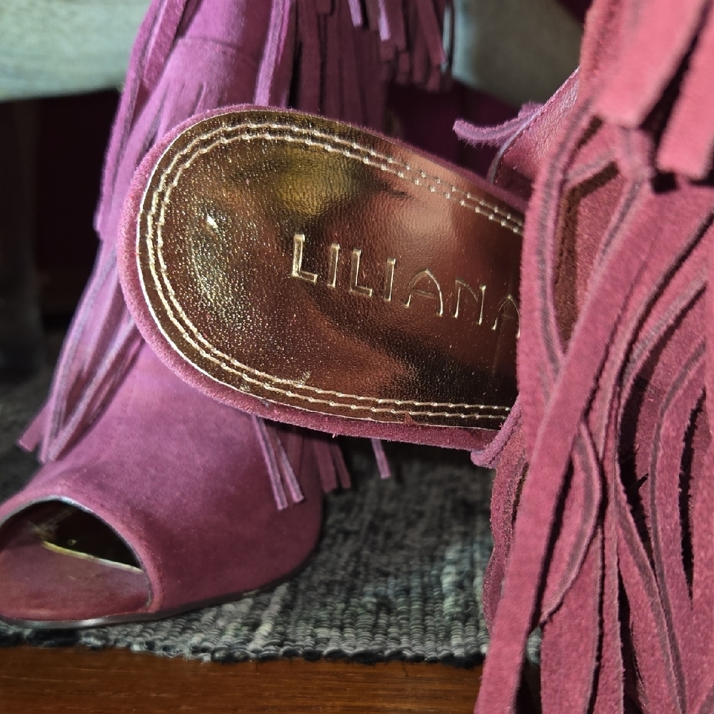 Fringed Peep-Toe Women's Shoes - Pink - Picture 2 of 11